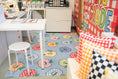 Load image into Gallery viewer, Scattered Rainbow Happy Apples on Denim Classroom Mat by Schoolgirl Style