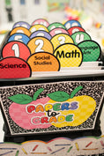 Load image into Gallery viewer, school days bright rainbow papers to grade labels