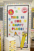 Load image into Gallery viewer, This Is Our Happy Place Bright Rainbow Classroom Door Decor | School Days