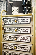 Load image into Gallery viewer, Black and White Editable Printable 12-Drawer Classroom Cart Labels | Books and Bows