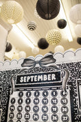 Load image into Gallery viewer, Black and White Bulletin Board Calendar | Books and Bows