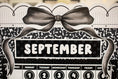 Load image into Gallery viewer, Black and White Bulletin Board Calendar | Books and Bows