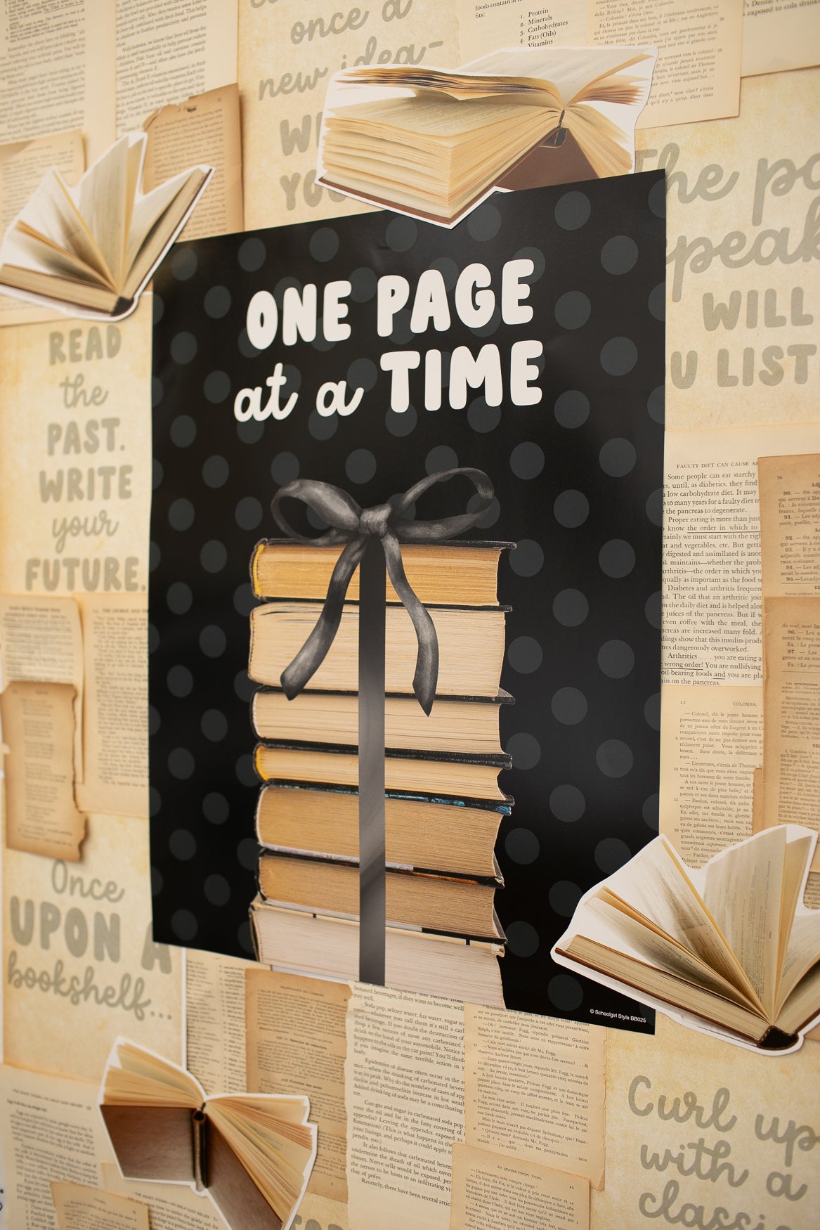 One Page At A Time Classroom Poster | Books and Bows