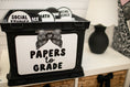 Load image into Gallery viewer, Printable Black and White Papers to Grade Folder & Pencil Classroom Labels | Books and Bows