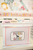 Load image into Gallery viewer, Printable Boho Pastel Papers to Grade Folder & Pencil Labels | Pastel Pages