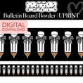 Load image into Gallery viewer, Printable Classic Black and White Pretty Pencils Border | Simply Sweet