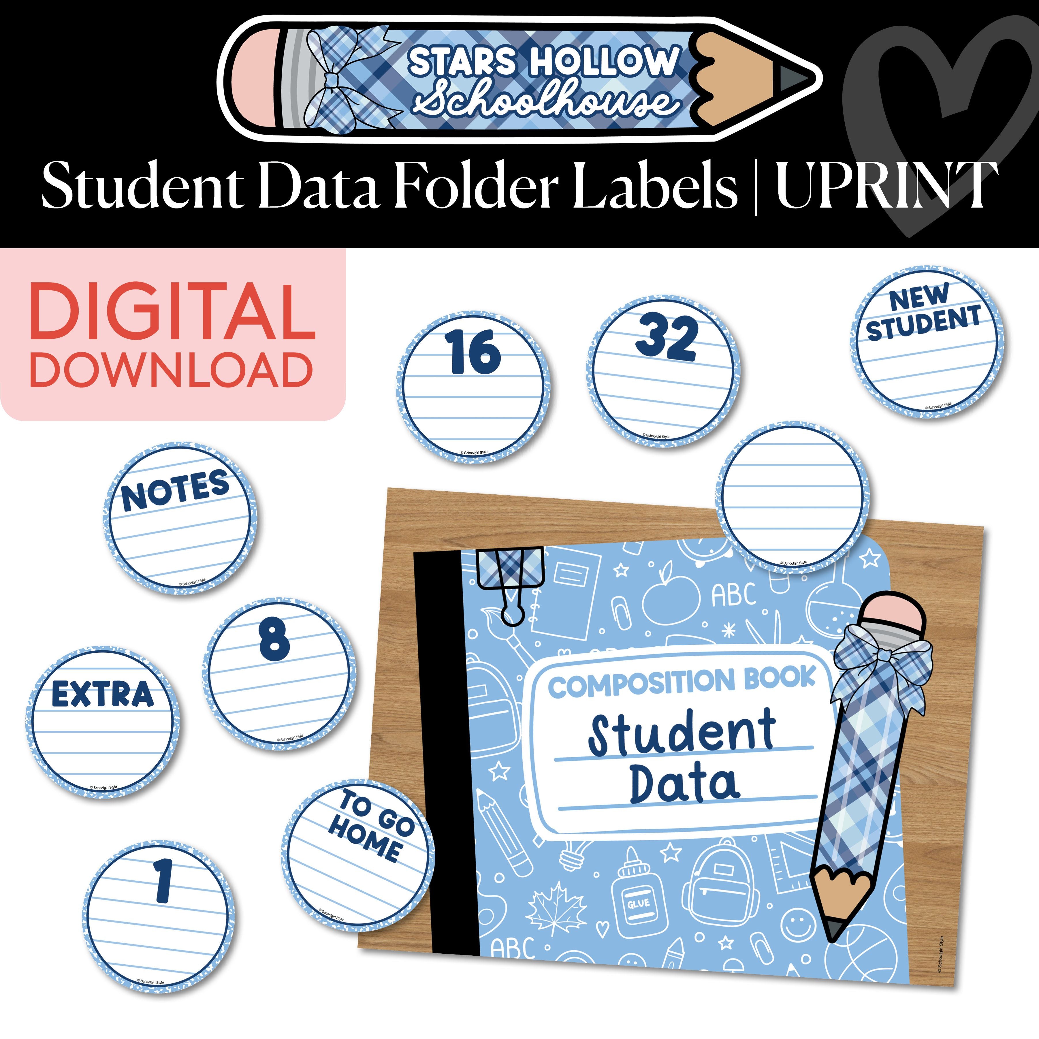 Printable Cozy Student Data Folder Labels | Stars Hollow Schoolhouse ...