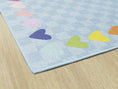 Load image into Gallery viewer, Blue Checkerboard Rug with Rainbow Hearts Border Classroom Rug by Schoolgirl Style
