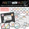 Load image into Gallery viewer, Printable Pastel Papers to Grade Folder & Pencil Labels | Pretty in Pastel
