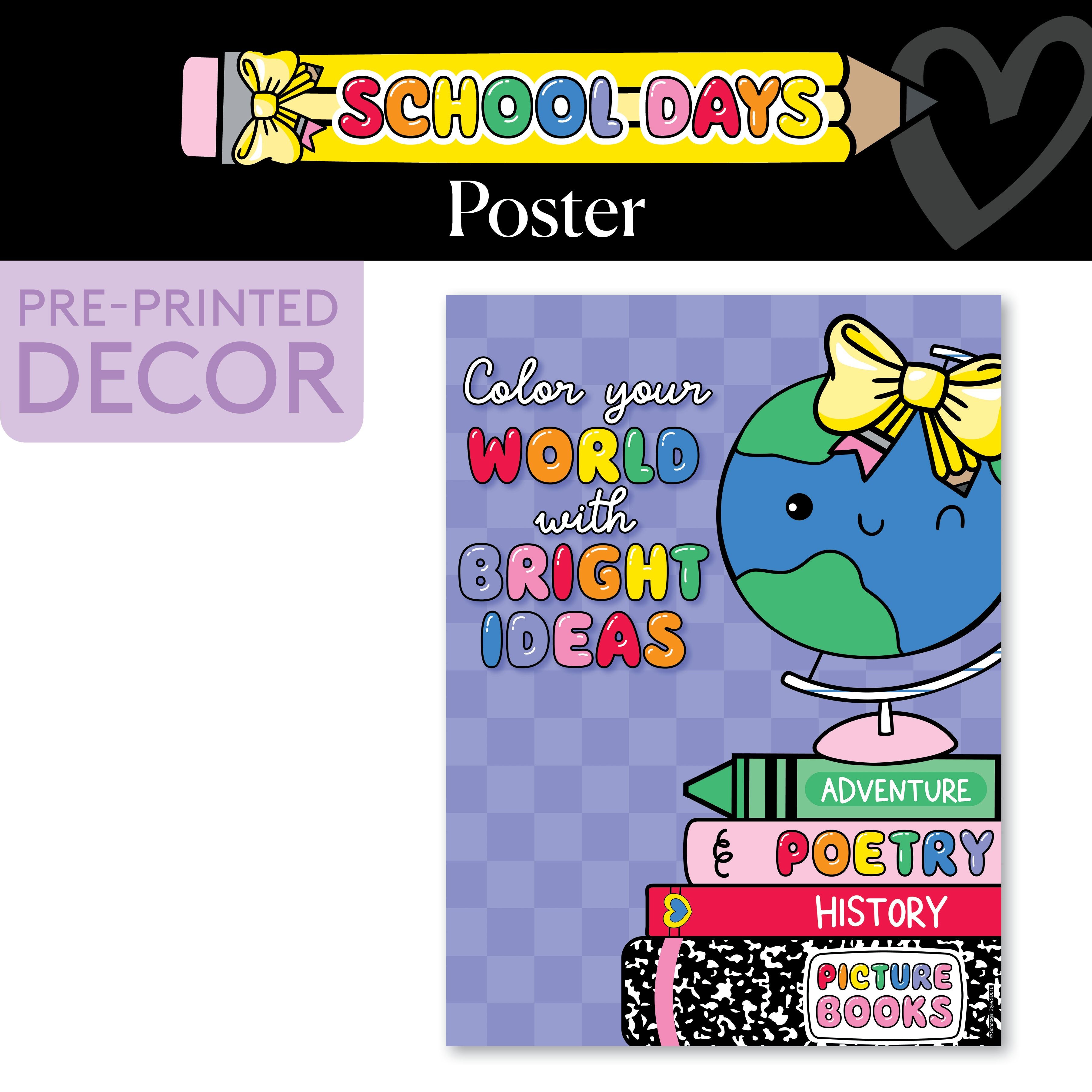 Color Your World Bright Rainbow Classroom Poster | School Days ...
