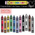 Load image into Gallery viewer, Printable Bright Rainbow Crayons with Color Names Bulletin Board Cutouts | School Days