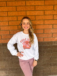 Load image into Gallery viewer, Self Love Club on checkerboard neutral sweatshirt | tan or white