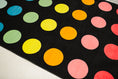 Load image into Gallery viewer, Rainbow Dots on Black Sit Spots Classroom Rug by Schoolgirl Style