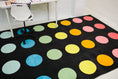 Load image into Gallery viewer, Rainbow Dots on Black Sit Spots Classroom Rug by Schoolgirl Style