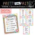 Load image into Gallery viewer, Printable Pastel THINK Classroom Posters | Pretty in Pastel