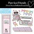 Load image into Gallery viewer, Valentines Pre-Printed Door Decor Bulletin Board Set | Purrfectly Sweet Valentine
