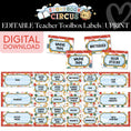 Load image into Gallery viewer, Printable Vintage Editable Teacher Toolbox Labels | Storybook Circus
