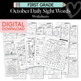 Load image into Gallery viewer, Printable First Grade October Daily Sight Words Worksheets