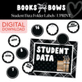 Load image into Gallery viewer, Printable Black and White Student Data Folder Labels | Books and Bows