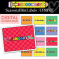 Load image into Gallery viewer, Printable Bright Rainbow Seasonal Bins | School Days