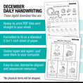 Load image into Gallery viewer, Printable December Daily Handwriting Worksheets