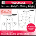 Load image into Gallery viewer, Printable Preschool December Daily Pre-Writing Tracing Worksheets