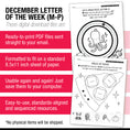 Load image into Gallery viewer, Printable Preschool December Letter of the Week (M-P)
