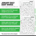 Load image into Gallery viewer, Printable First Grade January Daily Sight Words