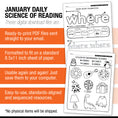 Load image into Gallery viewer, Printable Kindergarten January Daily Science of Reading