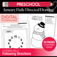 Load image into Gallery viewer, Printable Preschool January Directed Drawing Worksheets