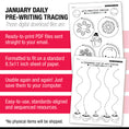 Load image into Gallery viewer, Printable Preschool January Daily Pre-Writing Tracing Worksheets