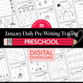 Load image into Gallery viewer, Printable Preschool January Daily Pre-Writing Tracing Worksheets