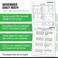 Load image into Gallery viewer, Printable First Grade November Daily Math