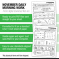Load image into Gallery viewer, Printable First Grade November Daily Morning Work