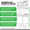Load image into Gallery viewer, Printable First Grade November Daily Science of Reading