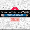 Load image into Gallery viewer, Printable Second Grade November Daily Heart Words