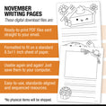 Load image into Gallery viewer, Printable November Writing Pages