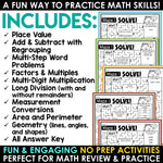 Fall Winter Spring Math Mazes Worksheets Word Problems 3rd 4th 5th Grade BUNDLE
