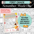 Load image into Gallery viewer, Printable First Grade November Week 1 Resources