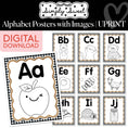 Load image into Gallery viewer, Printable Classic Black and White Alphabet Posters with Images | Simply Sweet