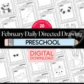 Load image into Gallery viewer, Printable Preschool February Directed Drawing Worksheets
