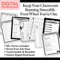 Load image into Gallery viewer, Printable Black and White Editable Substitute Teacher Bin and Forms