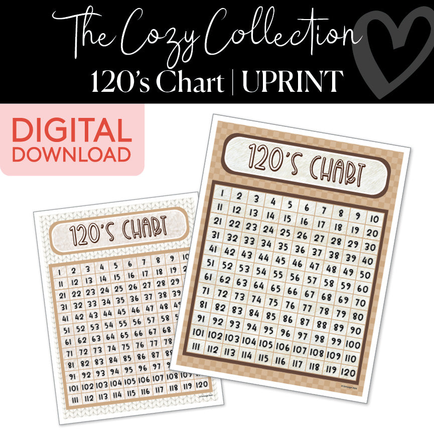 120s Chart | Cozy | Printable Classroom Decor | Schoolgirl Style for Free Printable 120 Chart Printable