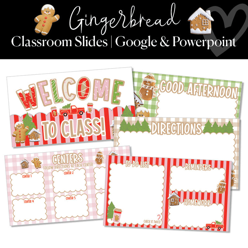 Gingerbread Google Slides | Christmas Classroom Slides | PowerPoint Slides | Schoolgirl Style