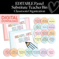Load image into Gallery viewer, Printable Pastel Editable Substitute Teacher Bin and Forms
