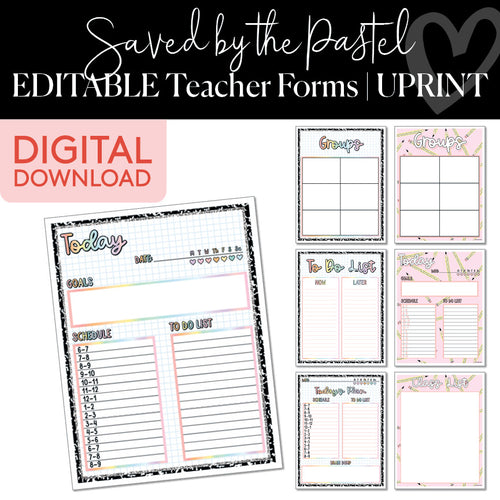 Saved By The Pastel Editable Teacher Forms UPRINT 