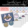 Load image into Gallery viewer, sparkly spur student data folder labels printable