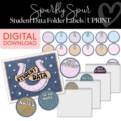 sparkly spur student data folder labels printable