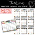 Load image into Gallery viewer, Thanksgiving newsletter and calendar sheet