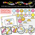 Load image into Gallery viewer, Rainbow Pastel Papers to Grade Folder & Pencil Classroom Labels | Emotional Rollercoaster